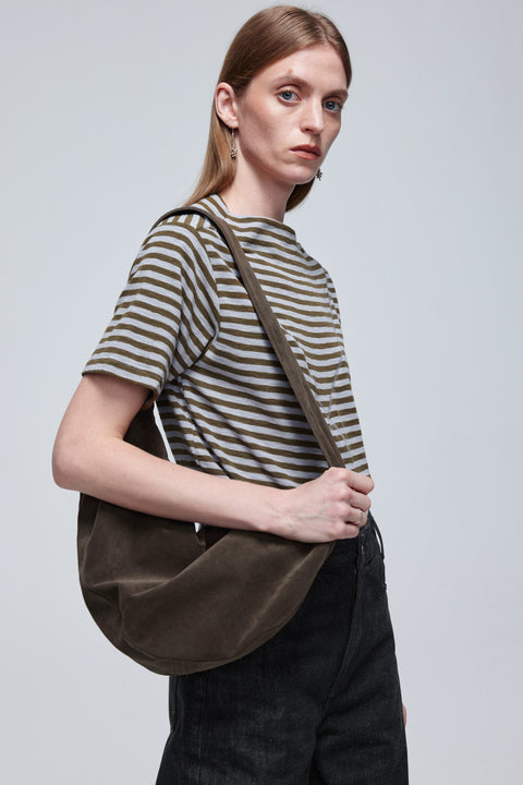 SIMPLE PROJECT SUEDETTE PLEATED CROSSBODY BAG