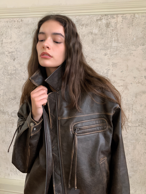 Fossil leather jacket discount