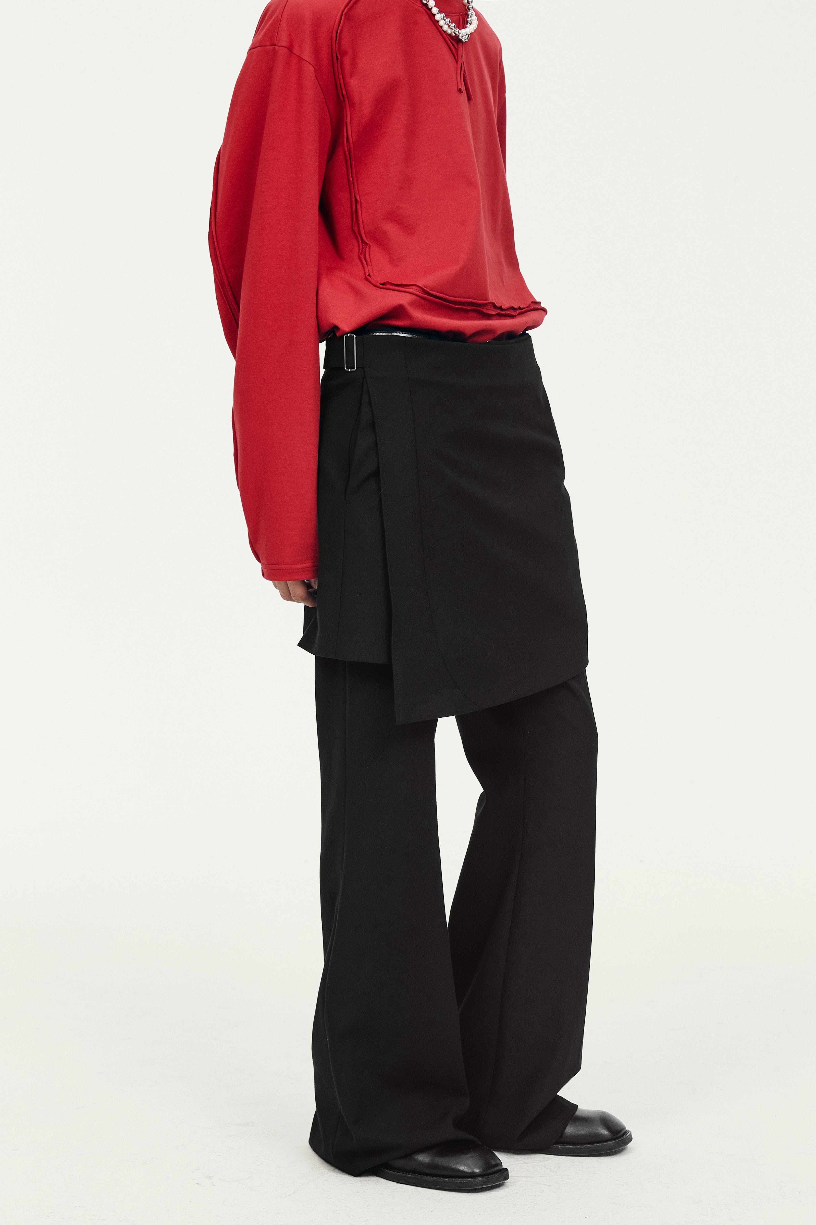 SIMPLE PROJECT MIXED FABRIC FLARE TROUSERS – remoldlab
