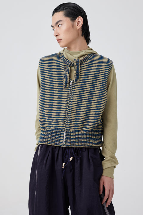 SIMPLE PROJECT STRIPE KNITTED STRAP VEST