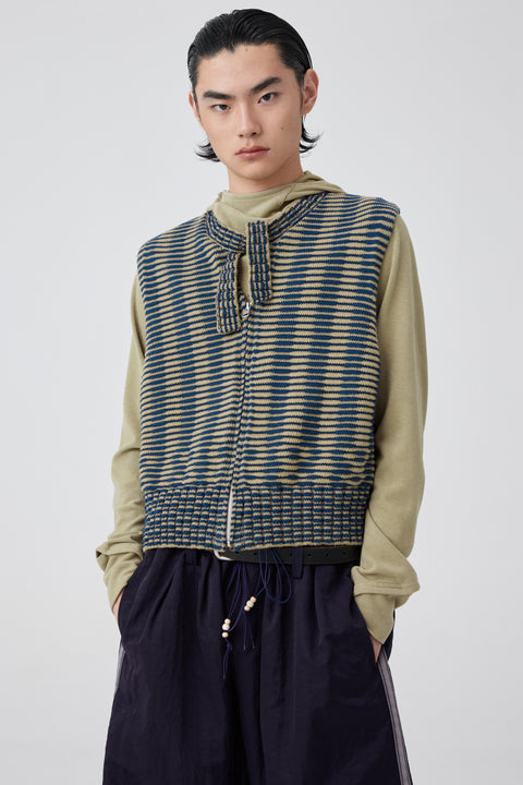 SIMPLE PROJECT STRIPE KNITTED STRAP VEST