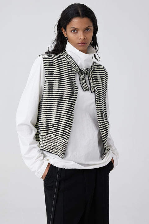 SIMPLE PROJECT STRIPE KNITTED STRAP VEST