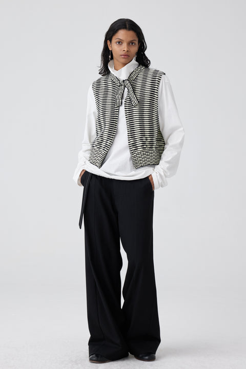 SIMPLE PROJECT STRIPE KNITTED STRAP VEST