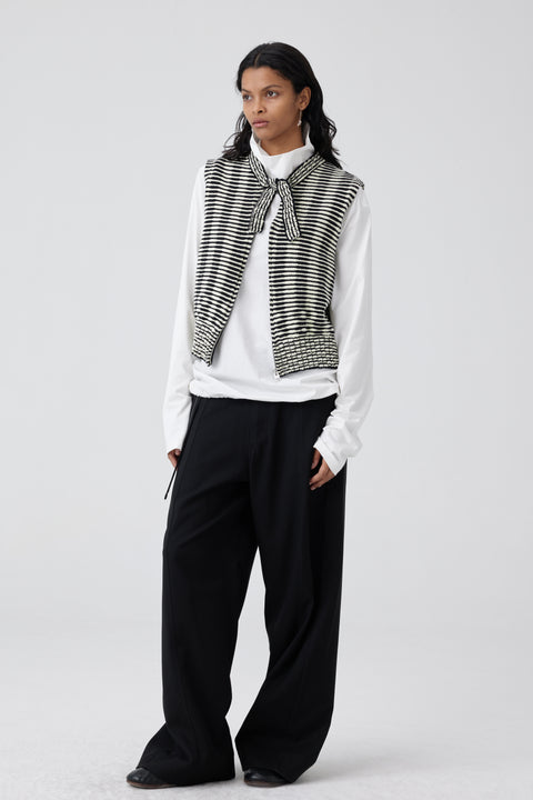 SIMPLE PROJECT STRIPE KNITTED STRAP VEST