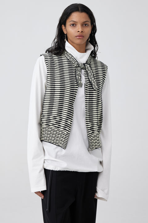 SIMPLE PROJECT STRIPE KNITTED STRAP VEST