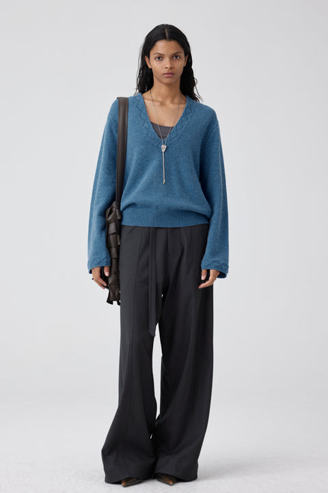 SIMPLE PROJECT CONTRAST STITCH BELT PANTS