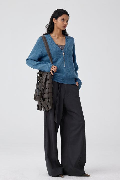 SIMPLE PROJECT CONTRAST STITCH BELT PANTS