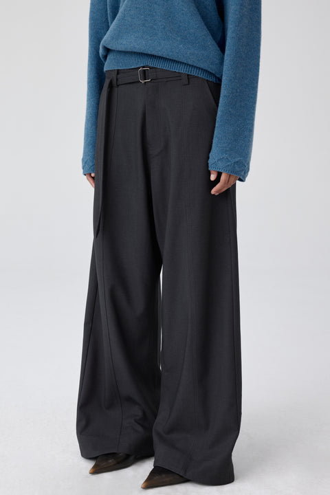 SIMPLE PROJECT CONTRAST STITCH BELT PANTS