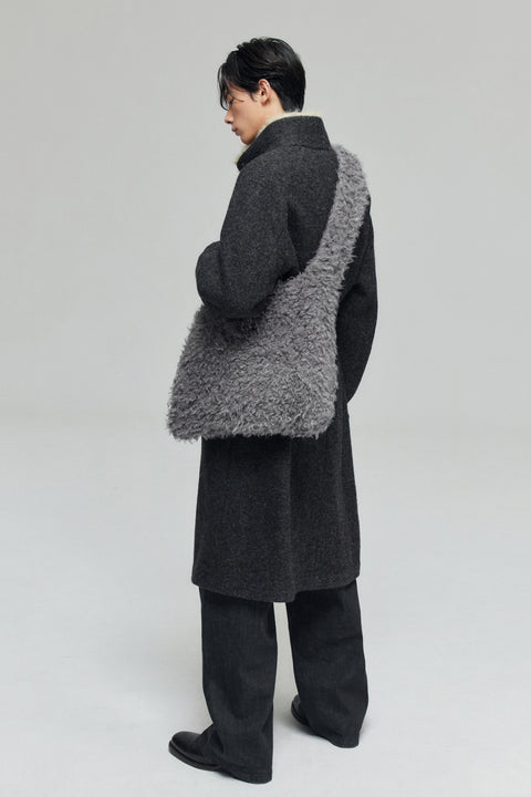 SIMPLE PROJECT WOOL PATCHWORK BELTED COAT