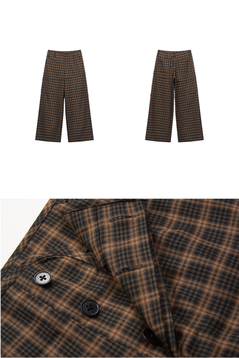 DOSORDONTS PLAID WIDE-LEG PANTS