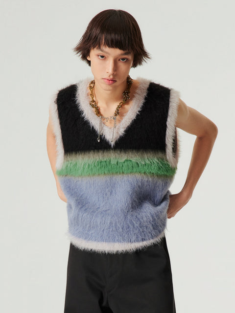 SIMPLE PROJECT GREEN FUZZ VEST