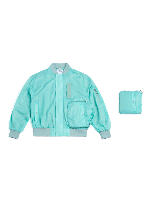 MOUNTAIN FEVER PACKABLE METALLIC NYLON MA-1 JACKET