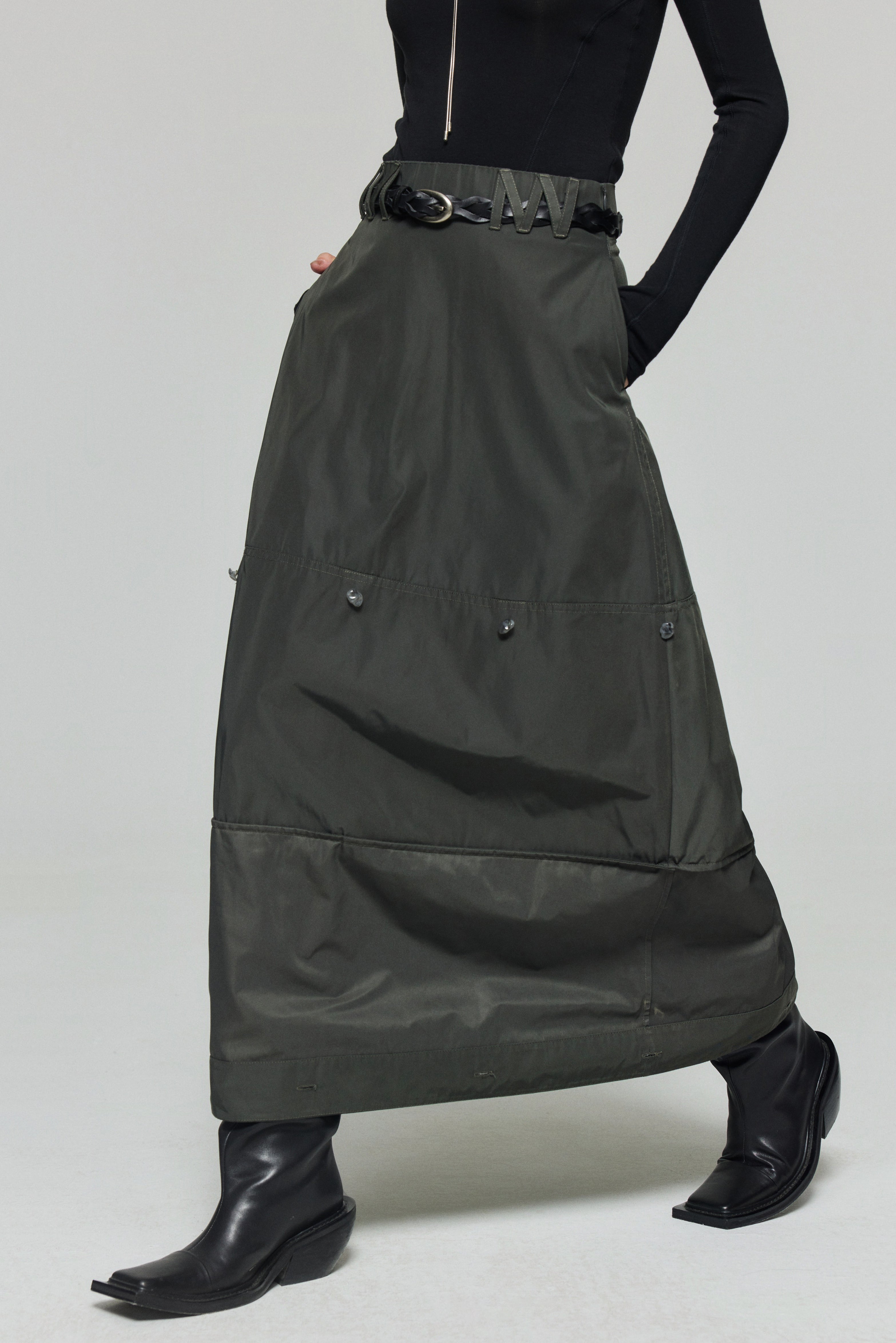 SIMPLE PROJECT NYLON A-LINE 2WAY SKIRT