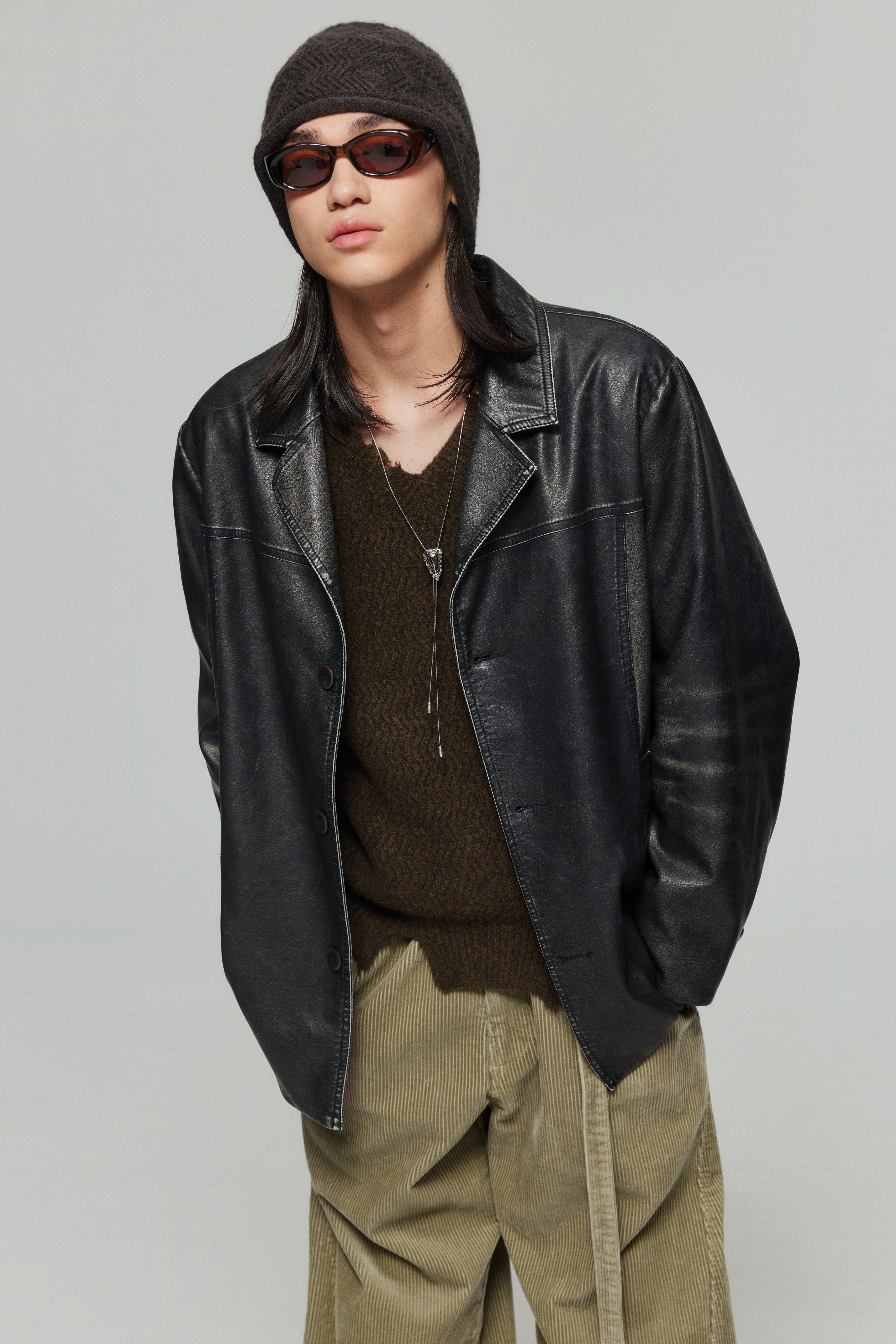 MUSINSA | ANDROS [ESSENTIAL] Trento Simple Leather Jacket