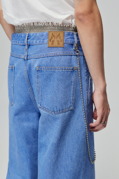 SIMPLE PROJECT BLUE VINTAGE WASH STRAIGHT DENIM PANTS