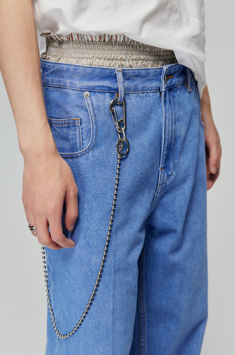 SIMPLE PROJECT BLUE VINTAGE WASH STRAIGHT DENIM PANTS