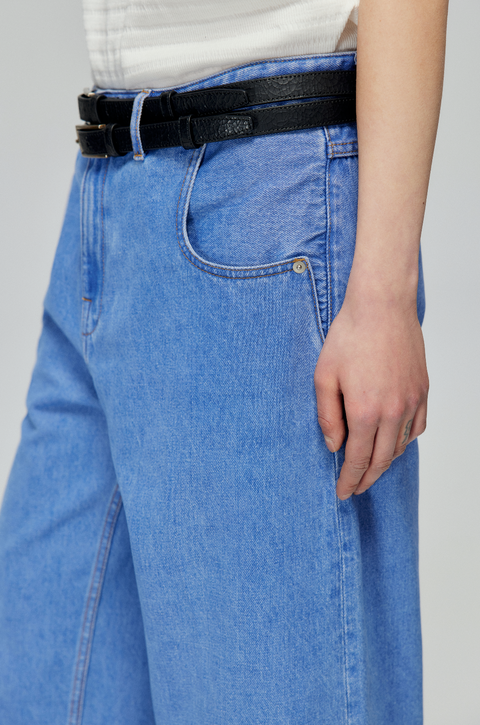 SIMPLE PROJECT BLUE VINTAGE WASH STRAIGHT DENIM PANTS