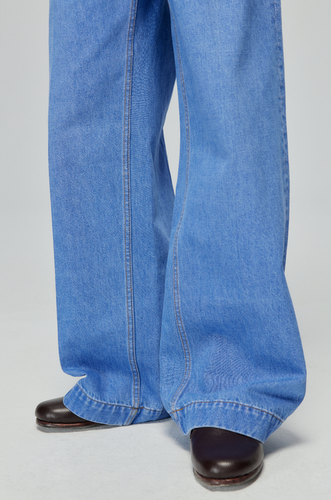 SIMPLE PROJECT BLUE VINTAGE WASH STRAIGHT DENIM PANTS