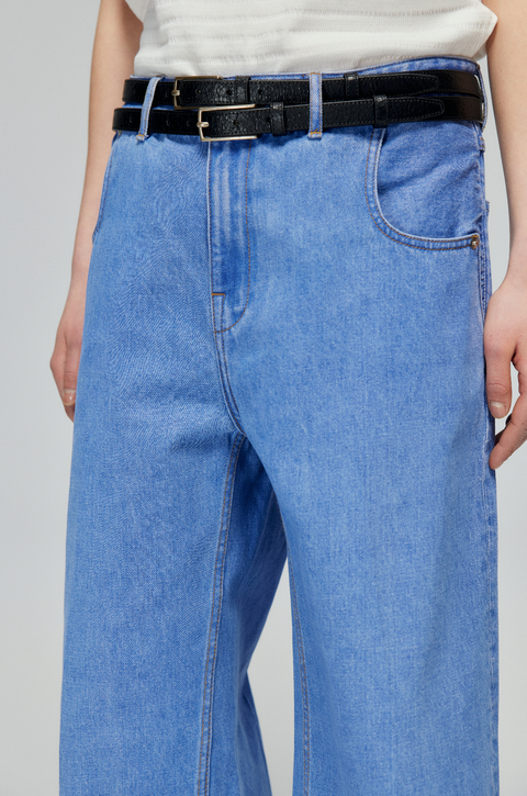 SIMPLE PROJECT BLUE VINTAGE WASH STRAIGHT DENIM PANTS