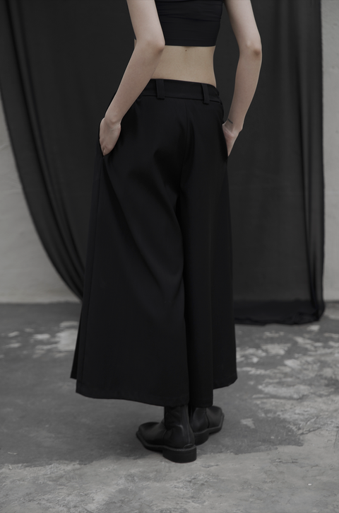 VAPOURBLUE PLEATED CROPPED CULOTTES