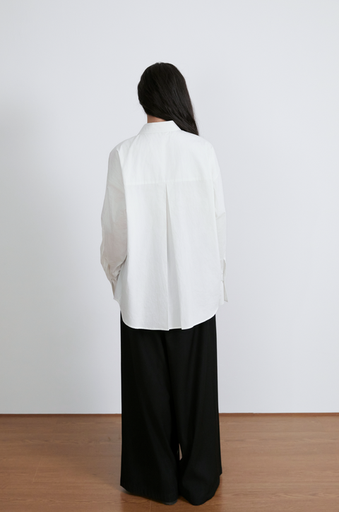 VAPOURBLUE CHINESE ASYMMETRICAL PLACKET SHIRT