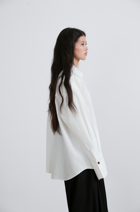 VAPOURBLUE CHINESE ASYMMETRICAL PLACKET SHIRT