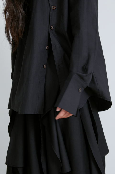 VAPOURBLUE CHINESE ASYMMETRICAL PLACKET SHIRT