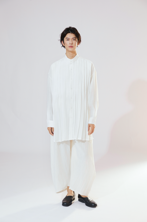 VAPOURBLUE TENCEL LINEN WIDE-LEG PANTS