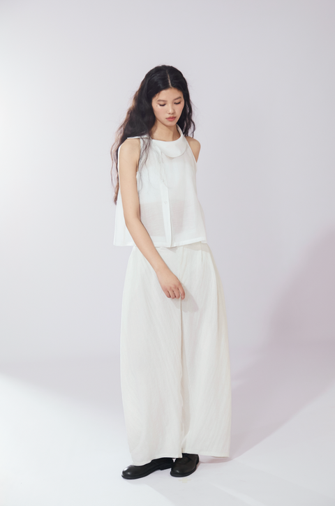 VAPOURBLUE TENCEL LINEN WIDE-LEG PANTS