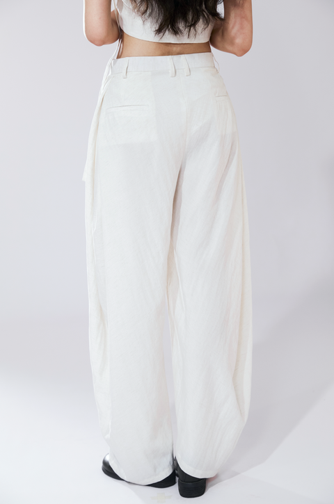 VAPOURBLUE TENCEL LINEN WIDE-LEG PANTS