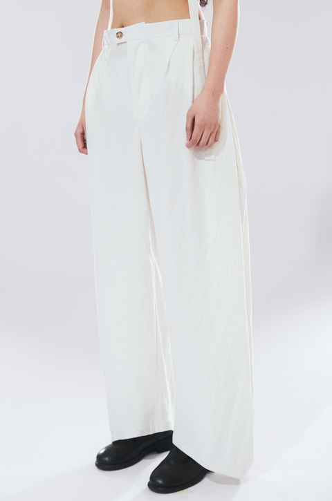 VAPOURBLUE TENCEL LINEN WIDE-LEG PANTS