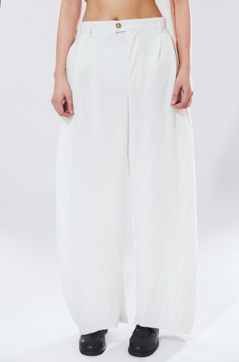 VAPOURBLUE TENCEL LINEN WIDE-LEG PANTS