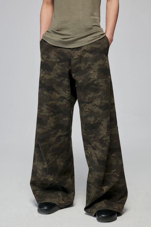 SIMPLE PROJECT CAMOUFLAGE WIDE-LEG PANTS