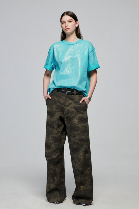 SIMPLE PROJECT CAMOUFLAGE WIDE-LEG PANTS