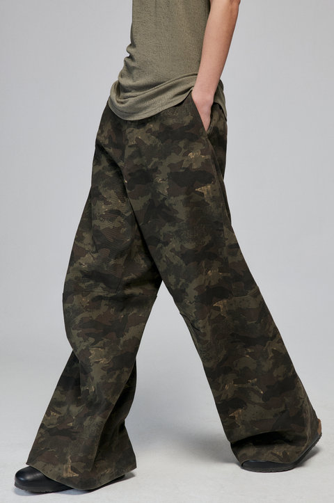 SIMPLE PROJECT CAMOUFLAGE WIDE-LEG PANTS