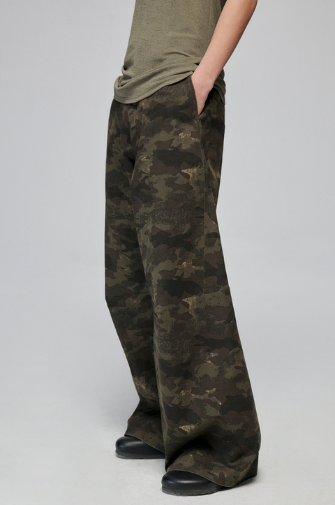 SIMPLE PROJECT CAMOUFLAGE WIDE-LEG PANTS