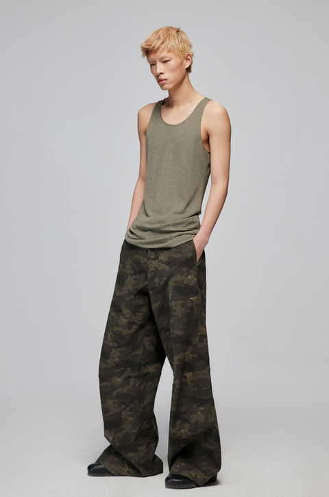 SIMPLE PROJECT CAMOUFLAGE WIDE-LEG PANTS