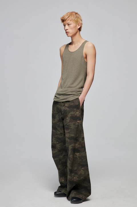 SIMPLE PROJECT CAMOUFLAGE WIDE-LEG PANTS