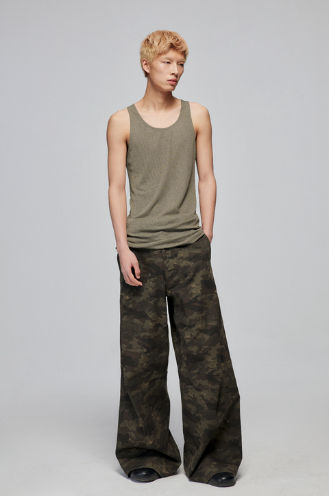 SIMPLE PROJECT CAMOUFLAGE WIDE-LEG PANTS