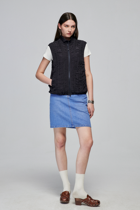 SIMPLE PROJECT RUCHED ZIPPER JACKET VEST