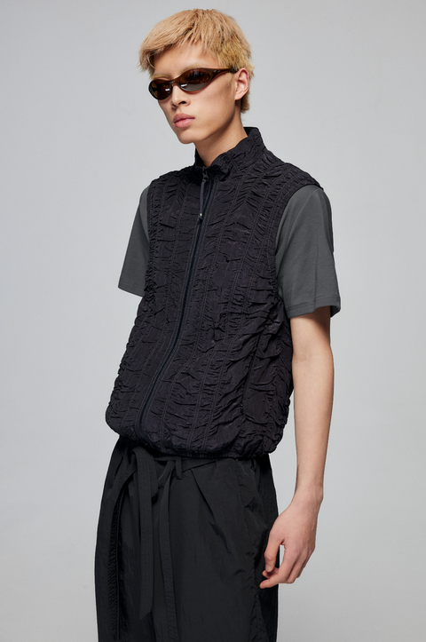 SIMPLE PROJECT RUCHED ZIPPER JACKET VEST