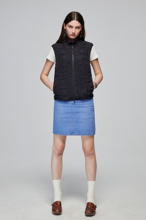 SIMPLE PROJECT RUCHED ZIPPER JACKET VEST