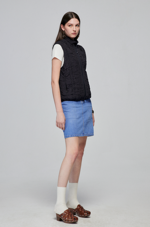 SIMPLE PROJECT RUCHED ZIPPER JACKET VEST