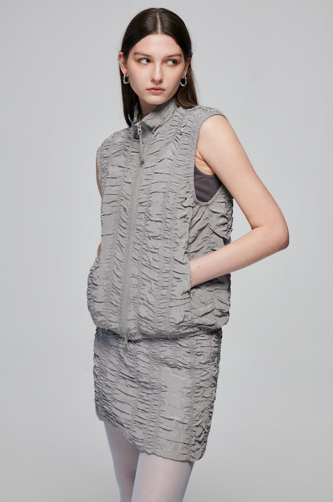 SIMPLE PROJECT RUCHED ZIPPER JACKET VEST