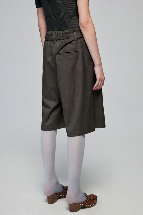 SIMPLE PROJECT BLENDED LOOSE BELT TROUSER SHORTS