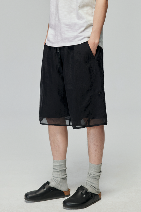 SIMPLE PROJECT ORGANZA DOUBLE-LAYER SHORTS