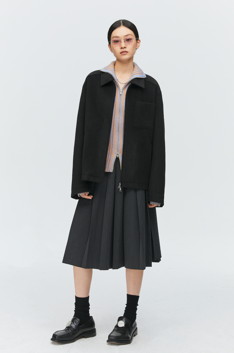 SIMPLE PROJECT WRAP A-LINE PLEATED SKIRT