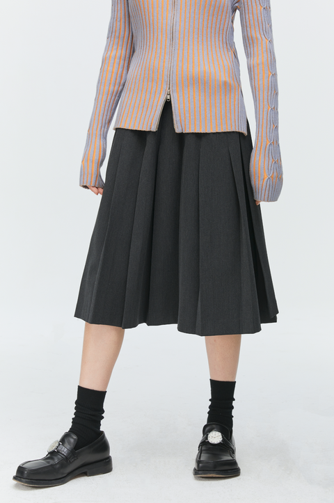 SIMPLE PROJECT WRAP A-LINE PLEATED SKIRT