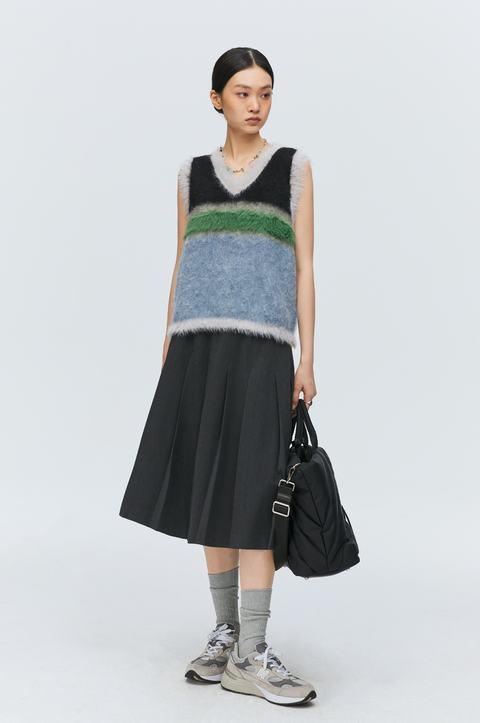 SIMPLE PROJECT WRAP A-LINE PLEATED SKIRT