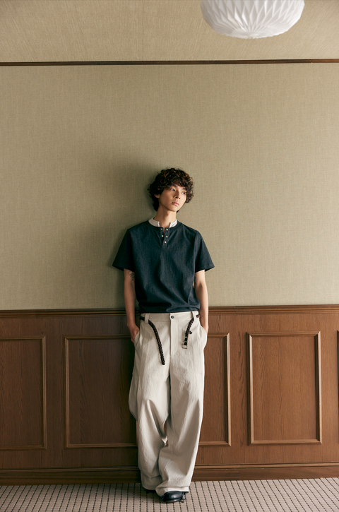 SAIRENSSEI GRAY SIDE-SEAM DOUBLE PLEATED TROUSERS